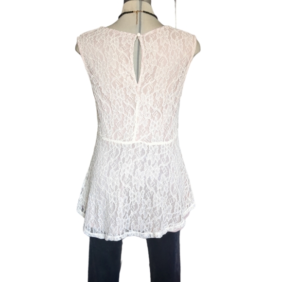 KISMET Luxury Beige Lace Sleeves Blouse Size L - Picture 12 of 15